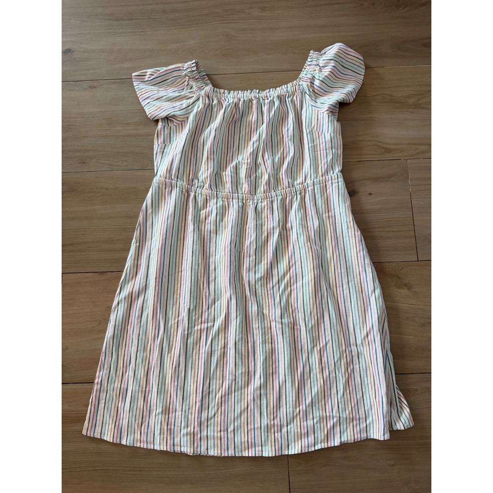 Lane Bryant Rainbow‎ Stripe Linen Blend Off Shoulder Midi Dress Plus Size 22/24
